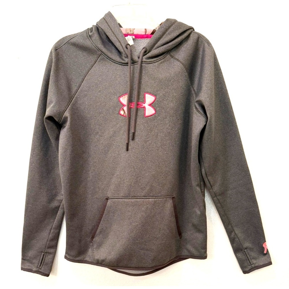Under Armour Storm Hoodie Breast Cancer Awareness Gray‎ Pink Realtree Sz Medium